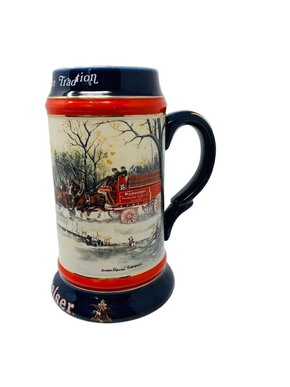 Budweiser An American Tradition Beer Vintage Ceramic Beer Stein Ceramarte Brazil